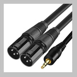 1M XLR Cable 3.5mm to XLR Aux Audio Cord TRS Stereo Male to 2XLR Male