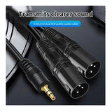 1M XLR Cable 3.5mm to XLR Aux Audio Cord TRS Stereo Male to 2XLR Male
