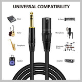 Jack 6.3 TRS to XLR Cable, Symmetrical 6.35 mm Stereo Jack to XLR 1,8m
