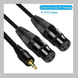1M XLR Cable 3.5mm to XLR Aux Audio Cord TRS Stereo Male to 2XLR Male