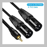 1M XLR Cable 3.5mm to XLR Aux Audio Cord TRS Stereo Male to 2XLR Male