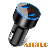 ATRTEC Dual USB 5V 3.1A schnelles Autoladegerät Telefonadapter LED Anzeige charg