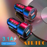 ATRTEC Dual USB 5V 3.1A schnelles Autoladegerät Telefonadapter LED Anzeige charg