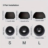 Ear pads for AirPods PRO / PRO 2, ear caps earplugs 3 pairs S/M/L Black