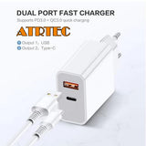 USB+PD Ladegerät Netzteil für iPhone 7 8 X XR XS 11 12 13 USB-C Dual USB-A + C