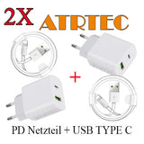 2X Handy-Ladegerät PD+USB Netzteil Kabel für Samsung Huawei HTC LG Google Nokia