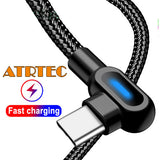 3X USB C Winkel 90 Grad Fast Ladekabel für Samsung  Huawei LG  Nokia Sony Type C