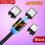3 in 1 Magnetisch Ladekabel für iPhone Samsung Huawei Xiaomi Nokia LG Fast LED