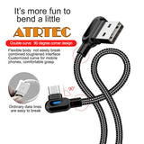 3X USB C Winkel 90 Grad Fast Ladekabel für Samsung  Huawei LG  Nokia Sony Type C