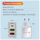 20W USB C + 2 USB Schnellladegerät Netzteil für iPhone 13/12/11/XR/XS/X/8/7/SE