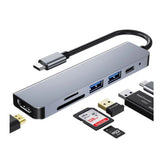 6 in 1 USB C Hub Adapter HDMI 4K USB 3.0 Micro SD für Mac HDTV Samsung Notebook