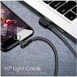 LED Winkel 90 Grad Fast Ladekabel für iPhone 14 13 12 11 Pro X XR XS 8 7 6 Plus
