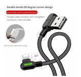LED Winkel 90 Grad Fast Ladekabel für iPhone 14 13 12 11 Pro X XR XS 8 7 6 Plus