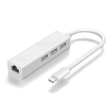 USB C auf 3xUSB A und RJ45 Gigabit Ethernet Lan Adapter Hub Netzwerk Karte Mac